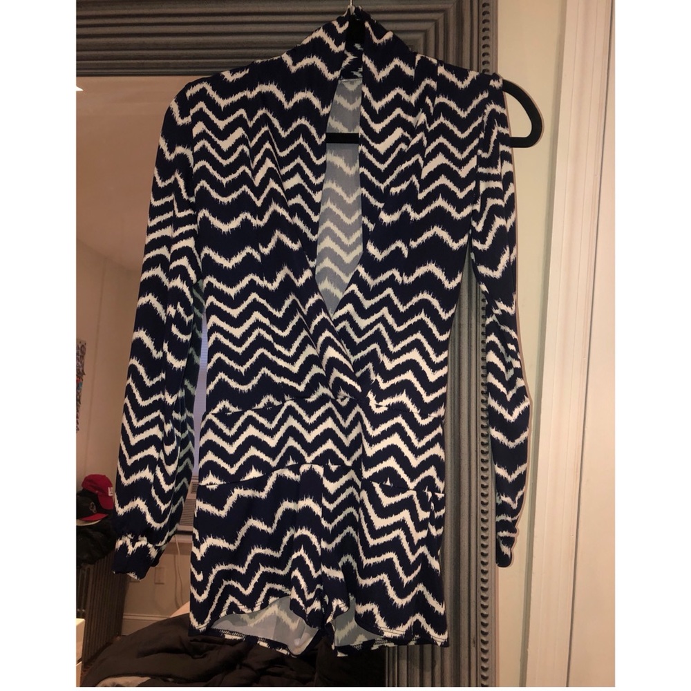 Navy & white romper